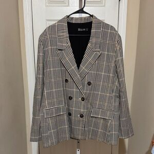 New York & Company Plaid Blazer - Black and Tan